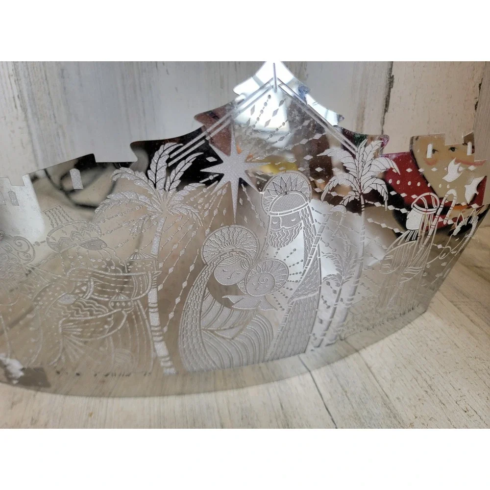 Party Lyte vintage Nativity scene tea light candle holder metal Xmas‎ home